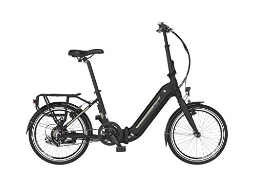 Elektrofahrräder : FISCHER E-Bike Klapprad Agilo 2.0 Elektrofahrrad für Damen und Herren, RH 36 cm, Hinterrradmotor 25 Nm, 36 V Akku im Rahmen, schwarz matt, 20 Zoll