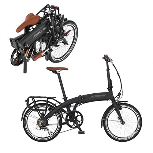 Elektrofahrräder : FISCHER E-Bike Klapprad / Faltrad FR18, schwarz matt, 20 Zoll, Bafang Hinterradmotor 25 Nm, 36V Akku im Rahmen, 7-Gang Schaltung von Shimano