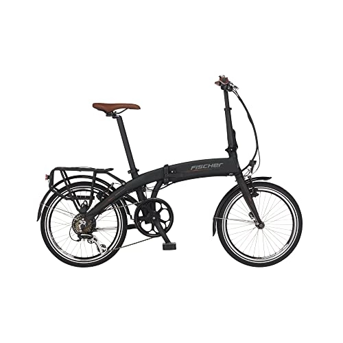 Elektrofahrräder : FISCHER E-Bike Klapprad FR 18 Elektrofahrrad für Damen und Herren, RH 30 cm, Hinterrradmotor 25 Nm, 36 V Akku im Rahmen, schwarz matt, 20 Zoll