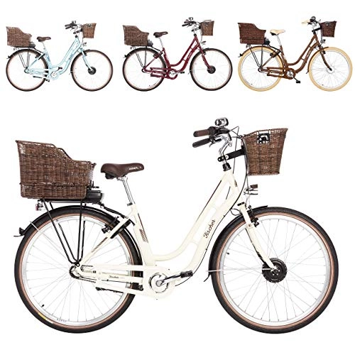 Elektrofahrräder : FISCHER E-Bike Retro ER 1804, Elektrofahrrad, beige, 28 Zoll, RH 48 cm, Vorderradmotor 25 Nm, 36 V Akku