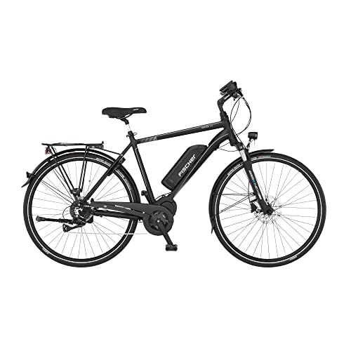 Elektrofahrräder : Fischer E-Bike Trekking VIATOR 3.0 Elektrofahrrad für Damen und Herren, RH 55 cm, Mittelmotor 80 Nm, 48 V Akku, schwarz matt, 55cm-557Wh