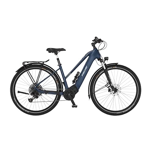 Elektrofahrräder : Fischer E-Bike Trekking VIATOR 8.0i Elektrofahrrad für Damen und Herren, RH 45 cm, Mittelmotor 90 Nm, 36 V Akku, sattblau, 45cm-711Wh