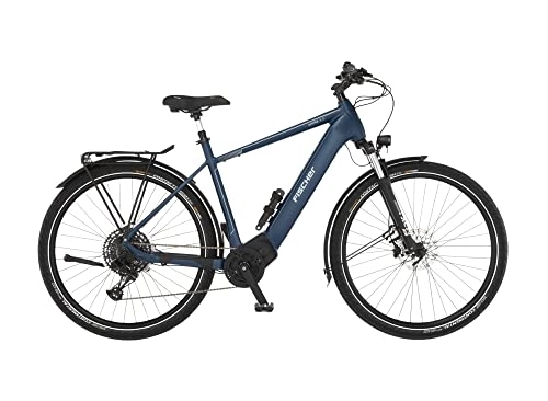 Elektrofahrräder : Fischer E-Bike Trekking VIATOR 8.0i Elektrofahrrad für Damen und Herren, RH 55 cm, Mittelmotor 90 Nm, 36 V Akku, sattblau, 55cm-711Wh
