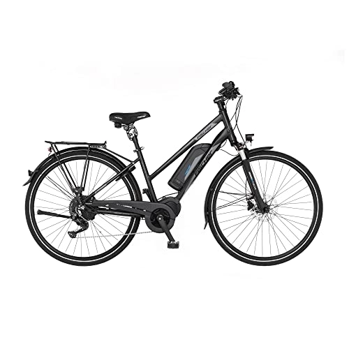 Elektrofahrräder : Fischer E-Bike Trekking, VIATOR ETD 1861 Elektrofahrrad für Damen, RH 44 cm, Mittelmotor 80 Nm, 48 V Akku, schwarz matt, 28 Zoll