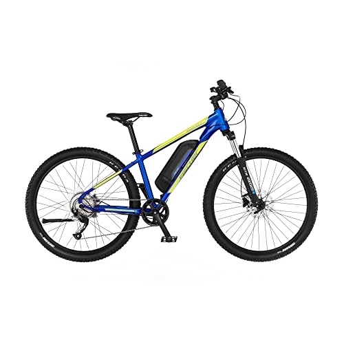 Elektrofahrräder : Fischer E-Mountainbike, MONTIS 2.1 Junior E-Bike MTB für Damen und Herren, RH 38 cm, Hinterradmotor 45 Nm, 48 V Akku, blau Glanz, 27, 5 Zoll