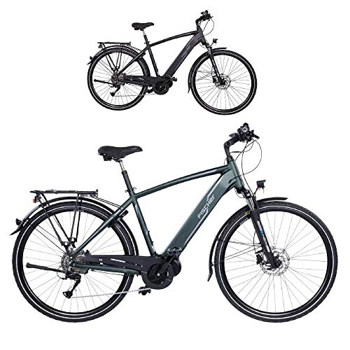 Elektrofahrräder : FISCHER Herren - Trekking E-Bike VIATOR 4.0i, Elektrofahrrad, grün matt, 28 Zoll, RH 50 cm, Mittelmotor 50 Nm, 48 V Akku im Rahmen