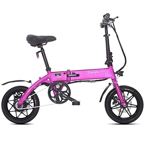 Elektrofahrräder : FNCUR Alurahmen New Folding Elektro-Fahrrad Mnner und Frauen Kleine tragbare Roller Mini-Lithium-Batterie Batterie-Auto Moped 10AH 36V (Color : Purple)