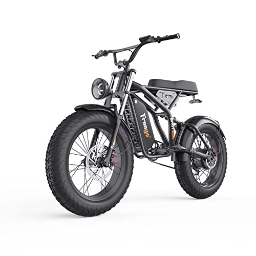 Elektrofahrräder : Freego F1 PRO E-Bike mit 20 * 4" fetten Reifen und abnehmbarem Akku mit Doppelscheibenbremsen