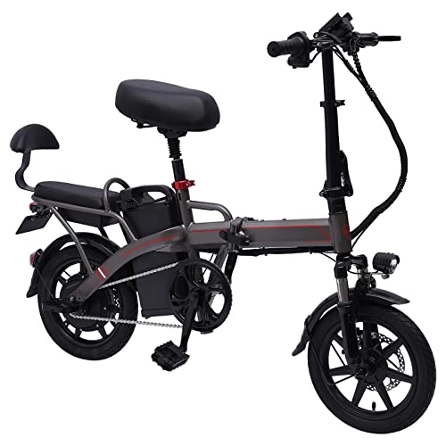 Elektrofahrräder : Futchoy 14'' Klappbares Elektrofahrrad, E-Bike mit Rücksitz, Fahrrad mit Abnehmbarem Lithium-Akku