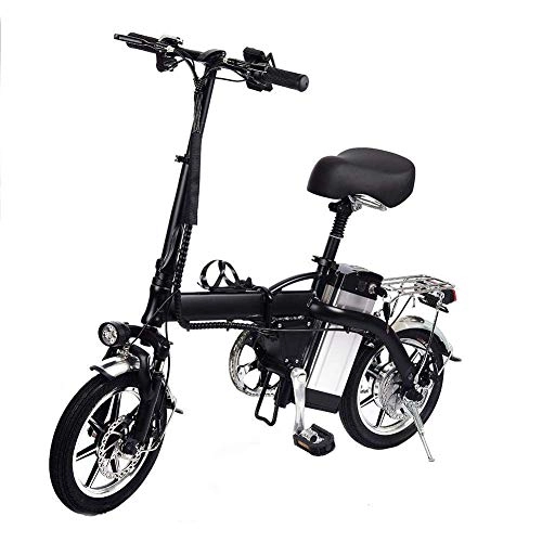 Elektrofahrräder : GAODI Elektrofahrräder für Erwachsene 14" Folding Electric Bike mit 48V 12AH Lithium-Batterie 350W High-Speed-Motor für Erwachsene -Schwarz