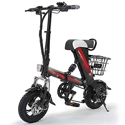 Elektrofahrräder : Gaoyanhang 12-Zoll-Klapp-E-Bike - 36V 8AH 250W Mini-Elektrofahrrad für Erwachsene mit Doppelscheibenbremsen Motor 25 km / h sctooer (Color : Black)