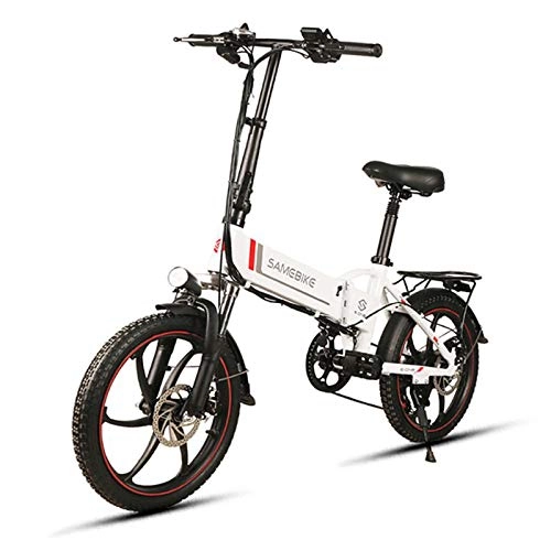 Elektrofahrräder : Gaoyanhang 20-Zoll-faltbares elektrisches Fahrrad - 48V 10.4AH Elektrischer Fahrrad-Roller 350w-Motor in Kombination mit Rand-Assist-Elektrofahrrad (Color : White)