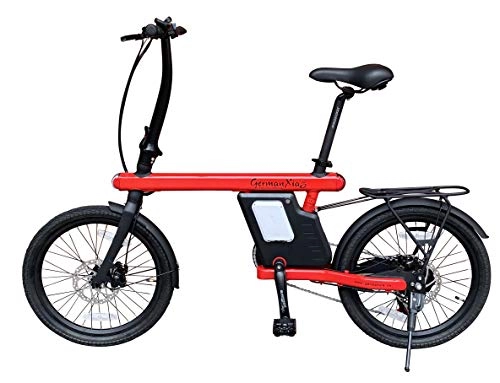 Elektrofahrräder : GermanXia 20" E-Bike Faltrad 19kg, Urban 250W Klapprad, 36V, Intube-Akku, Scheibenbremse (Rot)