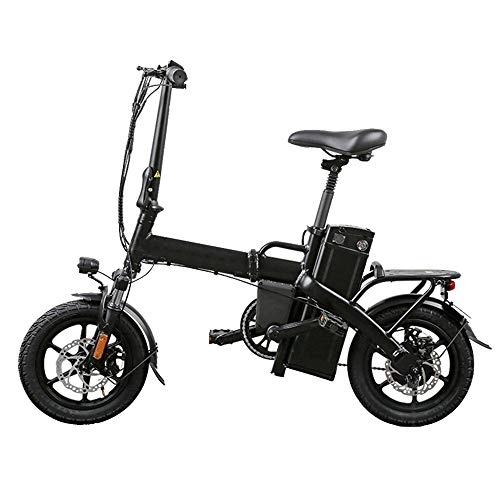 Elektrofahrräder : GEXING Zusammenklappbares Elektroauto Kurz aufgeladene Lithium-Ionen-Batterie und leiser Motor, Doppelscheibenbremse for Erwachsene, elektrisches Fahrrad (Color : Black)