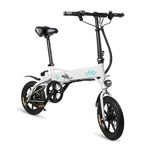 Elektrofahrräder : Gfone 14 Zoll Elektrofahrrad E-Faltrad Klapprad, E-Bike mit LED Anzeige, Maximum 25KM / H, Mechanische Scheibenbremsen, Schwarz Wei(EU-Lager)