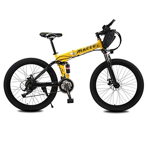 Elektrofahrräder : GJJSZ Mountainbike 21-Gang 26-Zoll-Speichenräder Faltrad mit Doppelfederung und Tasche