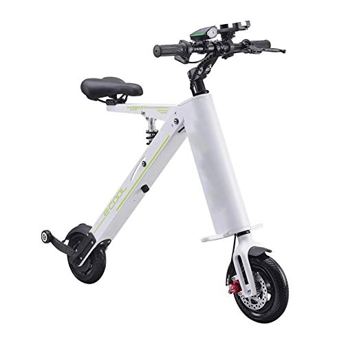 Elektrofahrräder : Gmadostoe Faltender elektrischer Roller, Mini tragbares Reise-Elektroauto, Erwachsene 36V Beleuchtung des Fahrrad-Batterie-Auto-LED, Wei
