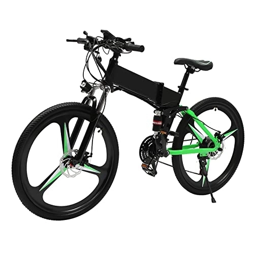 Elektrofahrräder : GMSLuu 26 Zoll Elektrofahrrad Faltrad E-Mountainbike E-Bike mit 10, 8 Ah 36 V Lithium Batterie für Jungen Mädchen Scheibenbremse 21-Gang Schaltung Vollfederung (Einteilige Motoren)