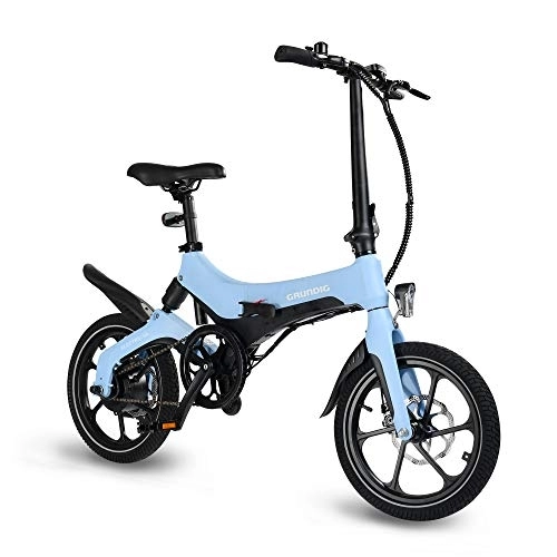 Elektrofahrräder : GRUNDIG Elektrofahrrad, faltbares E-Bike Fahrrad für Erwachsene mit Abnehmbarer Batterie 16 Zoll Reifen 250W Motor Magnesiumlegierung Rahmen und 3 Geschwindigkeitsmodi, Hchstgeschwindigkeit 25 km / h