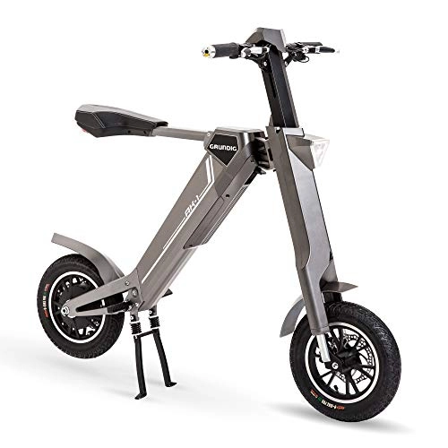 Elektrofahrräder : GRUNDIG Elektrofahrrad Faltbares E Fahrrad Elektroroller Smart Mountain E-Bike Für Erwachsene Teenager mit 350W Motor Bluetooth Lautsprecher LCD Lithium-Ionen-Batterie 30 km / h (Grau) (B)