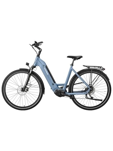 Elektrofahrräder : GRUNDIG GCB-1 E-Bike 28 Zoll Elektrofahrrad für Damen und Herren, E-Bike Trekking mit 250W / 80N.m BAFANG Mittelmotor und Drehmomentsensor, Shimano 9 Gänge, 36V / 15Ah LG Akku bis zu 120KM(Eisblau)