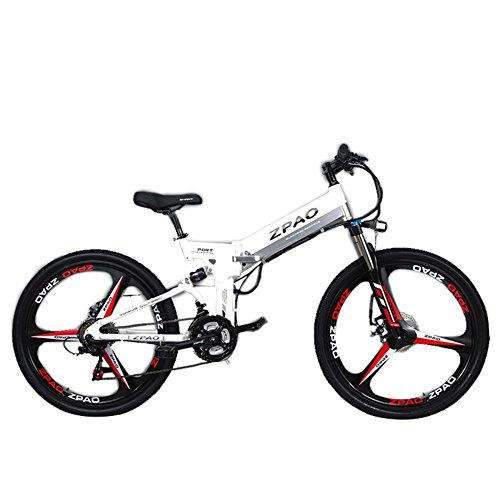 Elektrofahrräder : GTYW 26 Zoll Elektrische Falten Fahrrad Mountainbike Erwachsene Bike Elektrische Lithium Erwachsene Falten Elektrische Mini Motorrad 90 Km Akkulaufzeit, White-48V10.4ah