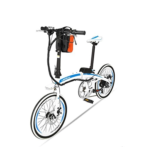 Elektrofahrräder : GTYW, Elektrisch, Faltend, Fahrrad, Berg, Fahrrad, Elektrisches Fahrrad, 20 Zoll, 36v, Energieelektrofahrzeug, Batteriedauer 55KM, WhiteBlue-20Inches