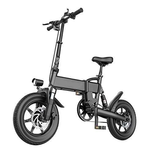 Elektrofahrräder : GUDESHI Faltbares 14''-Elektro-City-Bike Mit 250W-Motor Und Abnehmbarer 48V-Lithium-Batterie, Tragbares E-Bike Für Dschungelpfade Und Schneegestöber (Color : Black, Size : 36V / 5.2AH)
