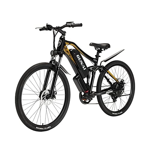 Elektrofahrräder : GUNAI Electric Bikes Fat Tire 27, 5 Zoll Elektro-Schneemobil mit 48 V 17 Ah Lithium-Ionen-Akku, LCD-Instrument und Shimano 7-Gang-E-Bike für Erwachsene