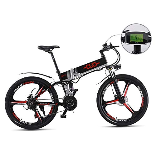 Elektrofahrräder : GUNAI Elektrische Fahrrad 48V Lithium Batterie Faltende Mountainbike E-Bike, 26 Zoll Räder und 21-Gang-Getriebe