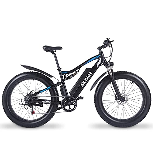 Elektrofahrräder : GUNAI Elektro-Mountainbike 48V Fat Tire Mountainbike für Erwachsene mit XOD-Hydraulikbremssystem Vorne und Hinten, Abnehmbarer Lithium-Lonen-Akku