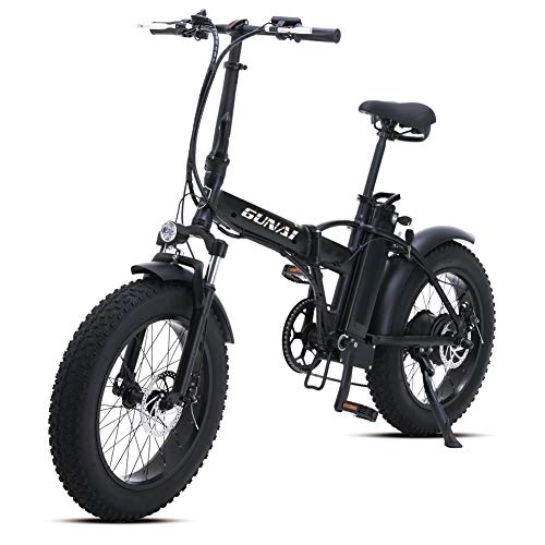 Elektrofahrräder : GUNAI Elektrofahrräder 20 Zoll Faltbare Mountain Snow E-Bike Rennrad mit Scheibenbremsen 7 Geschwindigkeit (Schwarz)