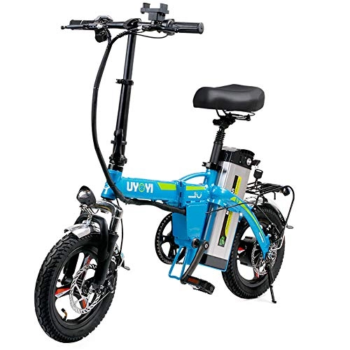 Elektrofahrräder : GUOJIN Electric Bicycle 14-Zoll Zusammenklappbares Elektrofahrrad 400W 48V 25Km / H LED-Scheinwerfer Mit Abnehmbarer 8-Ah-Lithium-Ionen-Batterie City E-Bike Für Erwachsene, Blau