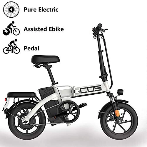 Elektrofahrräder : GUOJIN Electric Bicyclezusammenklappbares Elektrofahrrad Ebike Bike 350W 48V 25Km / H LED-Scheinwerfer Mit Abnehmbarer 9.6-Ah-Lithium-Ionen-Batterie City E-Bike Für Erwachsene, Weiß