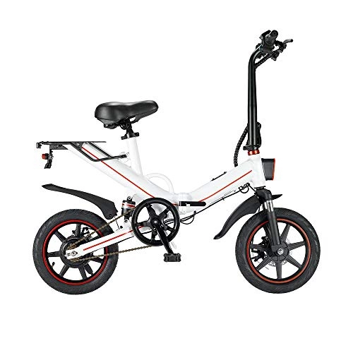 Elektrofahrräder : GWYX Elektrisches Mountainbike-Klapp-Elektrofahrrad 12 Zoll, Stoßdämpfung, Doppelscheibenbremse, Höchstgeschwindigkeit 25 Km / H, Für Erwachsene Männer Frauen, White