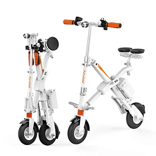 Elektrofahrräder : GYFY Männliche und weibliche zusammenklappbare elektrische Fahrräder Tragbare Mini-Zwei-Rad-Ausgleichs-Lithium-Batterie für Erwachsene Roller (weiß)