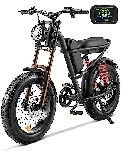 Elektrofahrräder : Gyroor E-Bike Elektrofahrrad 20 Zoll, 48V 16Ah Lithiumbatterie, Offroad E-Mountainbike 7 Gänge mit Hydraulische Bremse, für Erwachsene, Herren Damen…