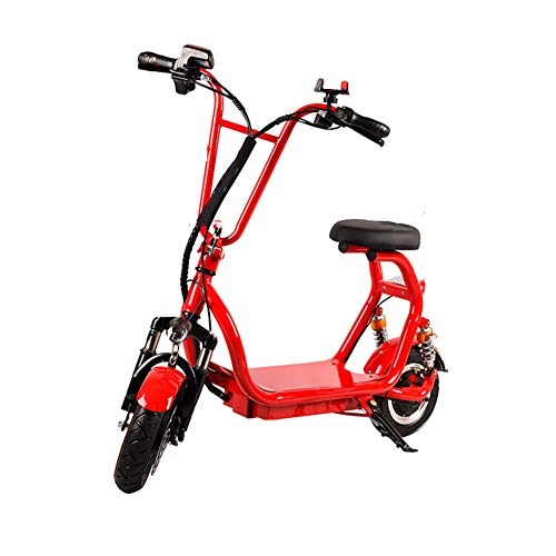 Elektrofahrräder : H&BB Elektrofahrräder, Tragbar Elektroauto Lithium-Batterie Klapp Fahrrad Geschwindigkeit Bis Zu 25Km / H Geschwindigkeitsanzeige Intelligent Elektro Scooter, Red, Battery~10Ah