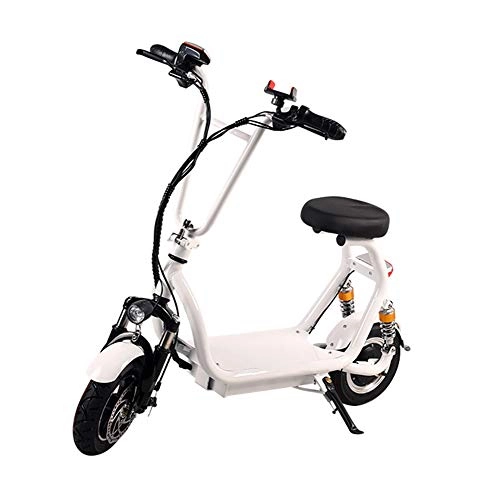 Elektrofahrräder : H&BB Elektrofahrräder, Tragbar Elektroauto Lithium-Batterie Klapp Fahrrad Geschwindigkeit Bis Zu 25Km / H Geschwindigkeitsanzeige Intelligent Elektro Scooter, White, Battery~10Ah