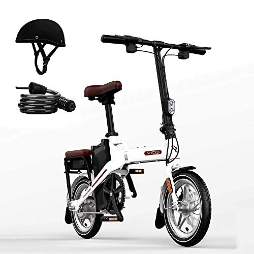 Elektrofahrräder : H&G 14 Zoll Ebikes Elektrofahrräder, mit 48V 12.5Ah Lithium-Batterie Batterie Reine Elektrische Reichweite 50-60 km mit Vorder- und Rücklicht, White
