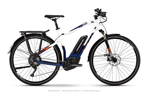 Elektrofahrräder : HAIBIKE Sduro Trekking 5.0 Pedelec E-Bike Fahrrad weiß / blau / orange 2019: Größe: M