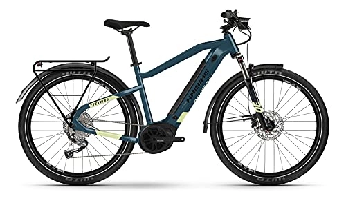 Elektrofahrräder : Haibike Trekking 5 500Wh Bosch Elektro Fahrrad 2022 (27.5" Herren Diamant L / 56cm, Blue / Canary (Herren))