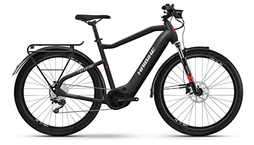 Elektrofahrräder : Haibike Trekking 6 630Wh Yamaha Elektro Trekking Bike 2022 (27.5" Herren Diamant XL / 60cm, Matte Black / Red Reflex (Herren))