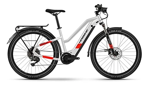 Elektrofahrräder : Haibike Trekking 7 630Wh Yamaha Elektro Fahrrad 2022 (27.5" LowStandover L / 52cm, Cool Grey / Red Matte (LowStandover))