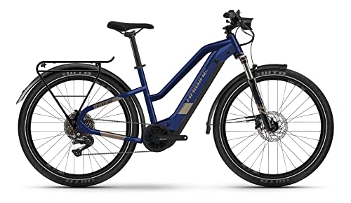 Elektrofahrräder : Haibike Trekking 7 630Wh Yamaha Elektro Fahrrad 2022 (27.5" LowStandover XL / 56cm, Blue / Sand (LowStandover))
