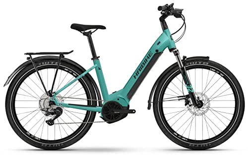 Elektrofahrräder : Haibike Trekking 7 630Wh Yamaha Elektro Fahrrad 2022 (27.5" LowStep L / 54cm, Aqua / Black (LowStep))