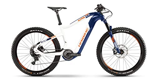 Elektrofahrräder : HAIBIKE XDURO AllTrail 5.0 Flyon Elektro Bike 2020 (XS / 38cm, Blau / Weiß / Orange)