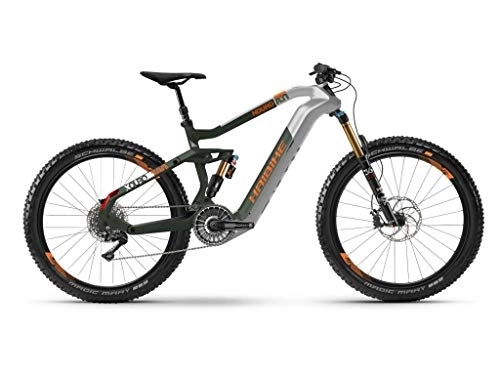 Elektrofahrräder : HAIBIKE XDURO NDURO 8.0 Flyon Elektro Bike 2020 (S / 42cm, Silber / Olive / Orange matt)