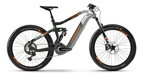 Elektrofahrräder : HAIBIKE XDURO NDURO 8.0 Flyon Elektro Bike 2021 (M / 44cm, Silber / Olive / Orange Matt)
