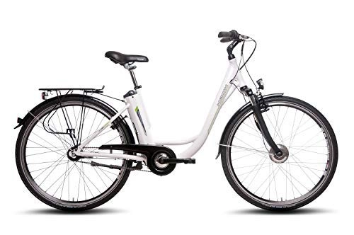 Elektrofahrräder : Hawk Unisex Erwachsene E-Bike Deep-Z, 7-G, wei, 26", 5, 8 Ah, Zoll